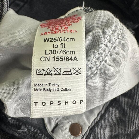 2/$30 Topshop Straight High Rise Black Wash Raw Hem W25 #9321 - Picture 5 of 8